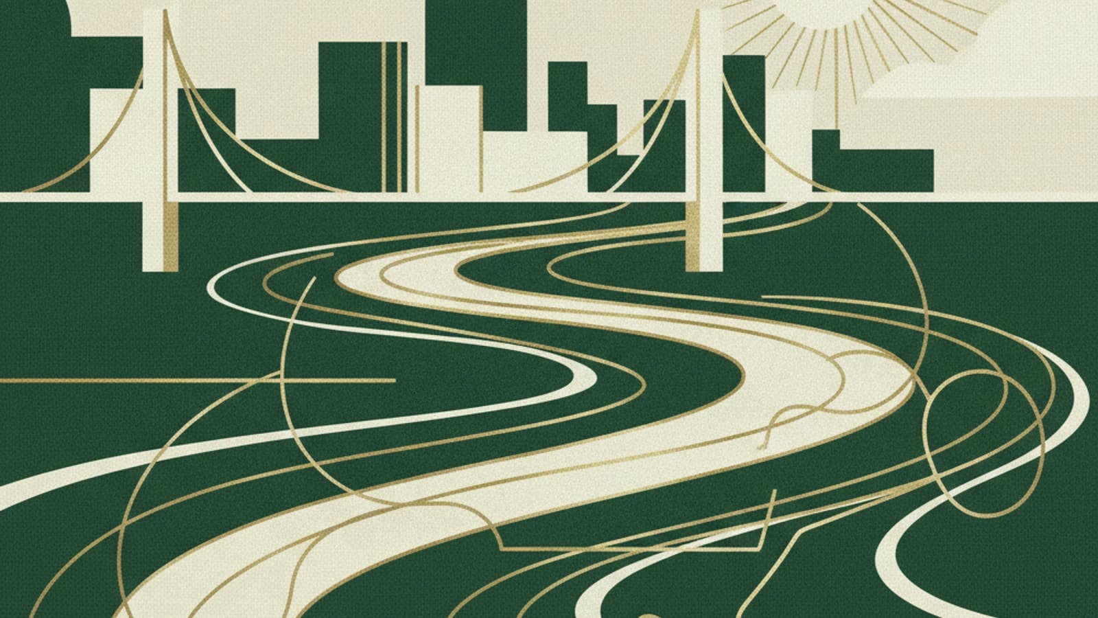 Abstract editorial illustration of Delaware eyewear boutique