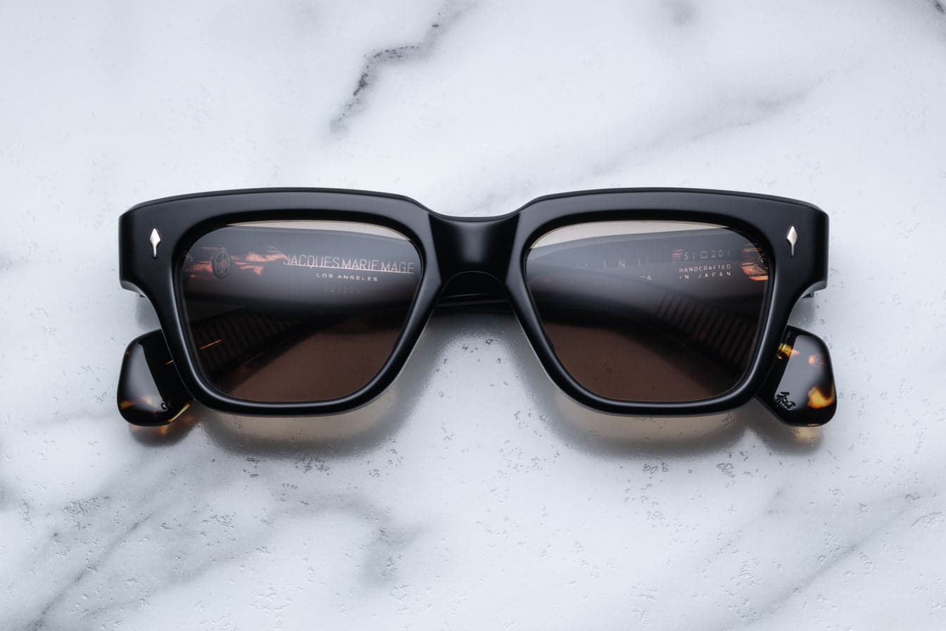 Jacques Marie Mage Fellini sunglasses in noir acetate representing the best independent luxury eyewear brands of 2026