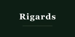 Rigards logo — wabi-sabi eyewear art in horn, copper, and leather